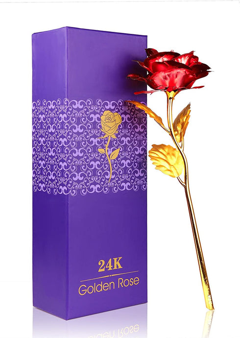 24K Artificial Gold Dipped  Rose Red